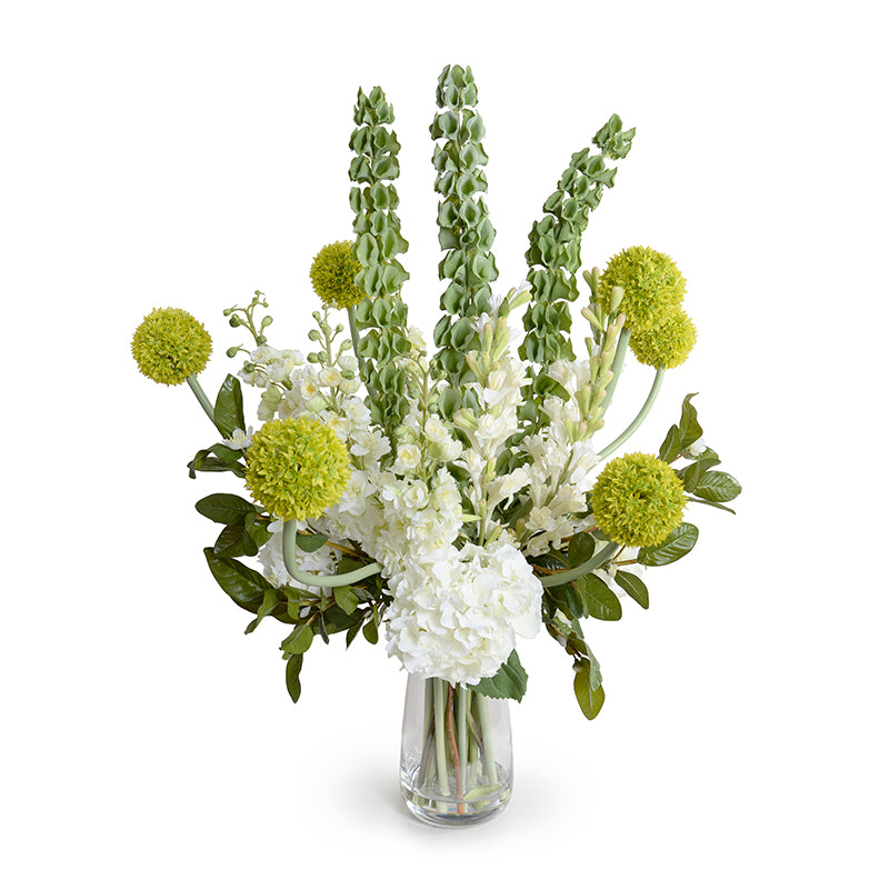 Mixed Flowers Arrangement in Glass Vase 39"H