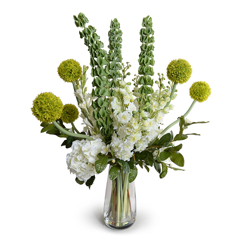 Mixed Flowers Arrangement in Glass Vase 39"H