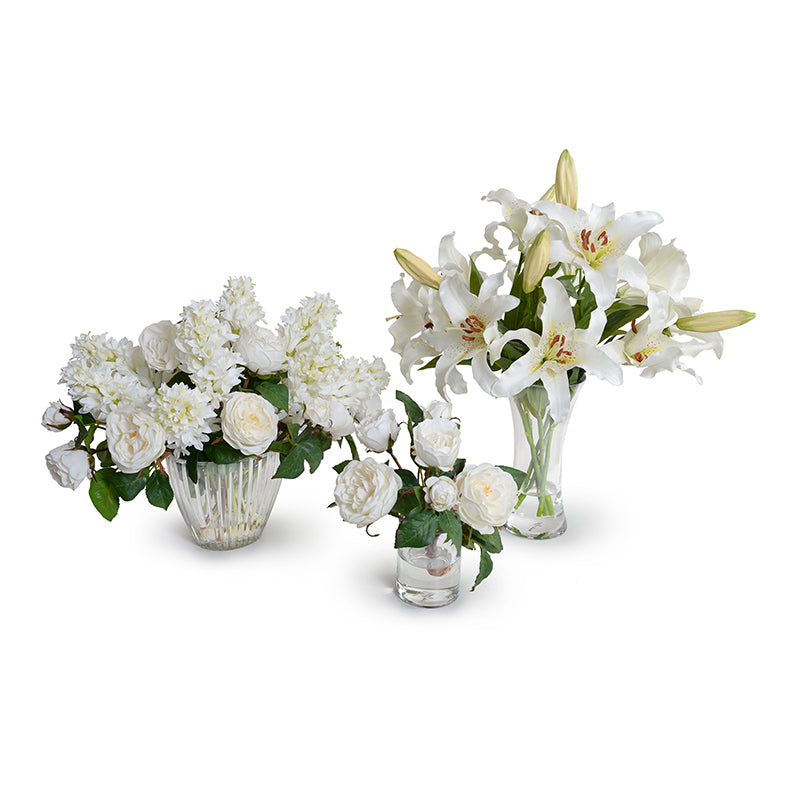 Roses & Hyacinth Arrangement in Crystal Vase 19"H