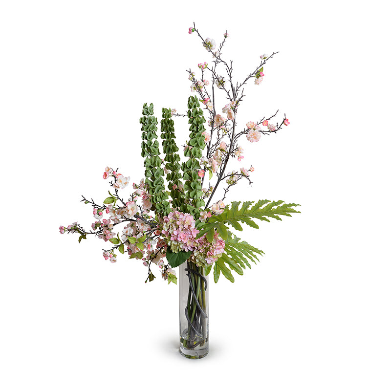 Mixed Flowers Arrangement in Glass Vase 56"H
