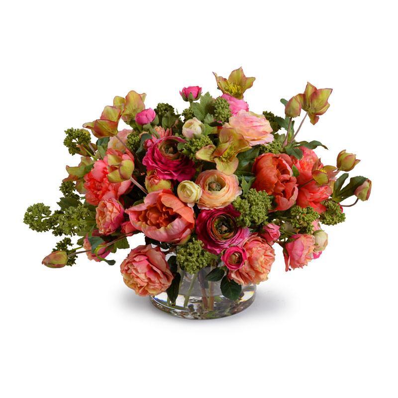 Mixed Flowers Arrangement in Glass Cylinder - New Growth Designs