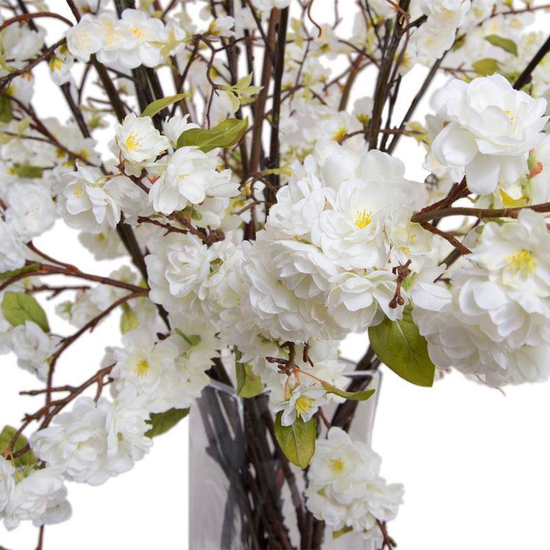 Cherry Blossom Arrangement in Glass - White - New Growth Designs
