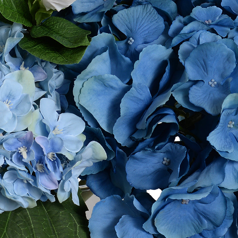 Hydrangea & Gardenia Arrangement - Blue/White 14"H