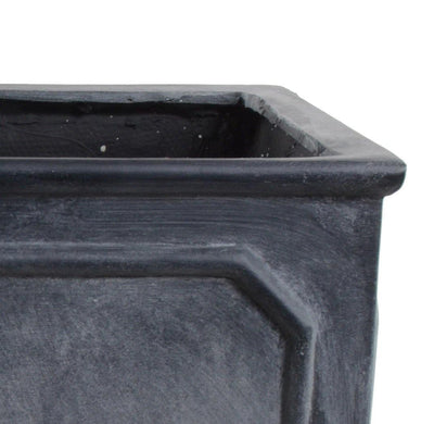 Bordered Fiberglass Cube Planter with Lead Finish - 20"W - New Growth Designs