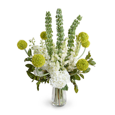 Mixed Flowers Arrangement in Glass Vase, 39"H