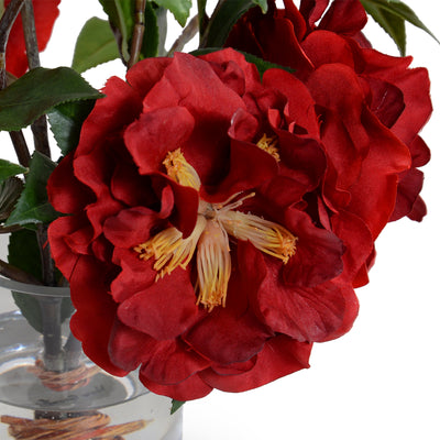 Camellia Cutting in Glass - Red