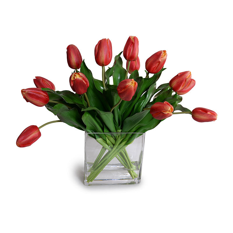 Tulip Arrangement in Glass 17"H