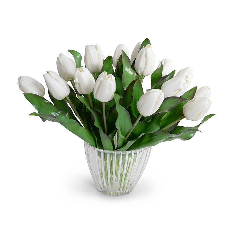 Tulip Arrangement in Crystal Vase 16"H