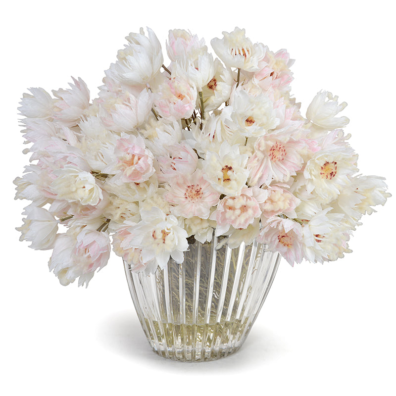 Protea Flowers in Glass - Blush Pink