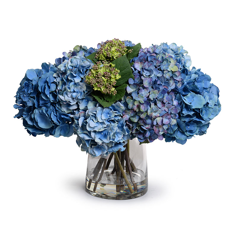 Hydrangea Arrangement in Glass 20"H