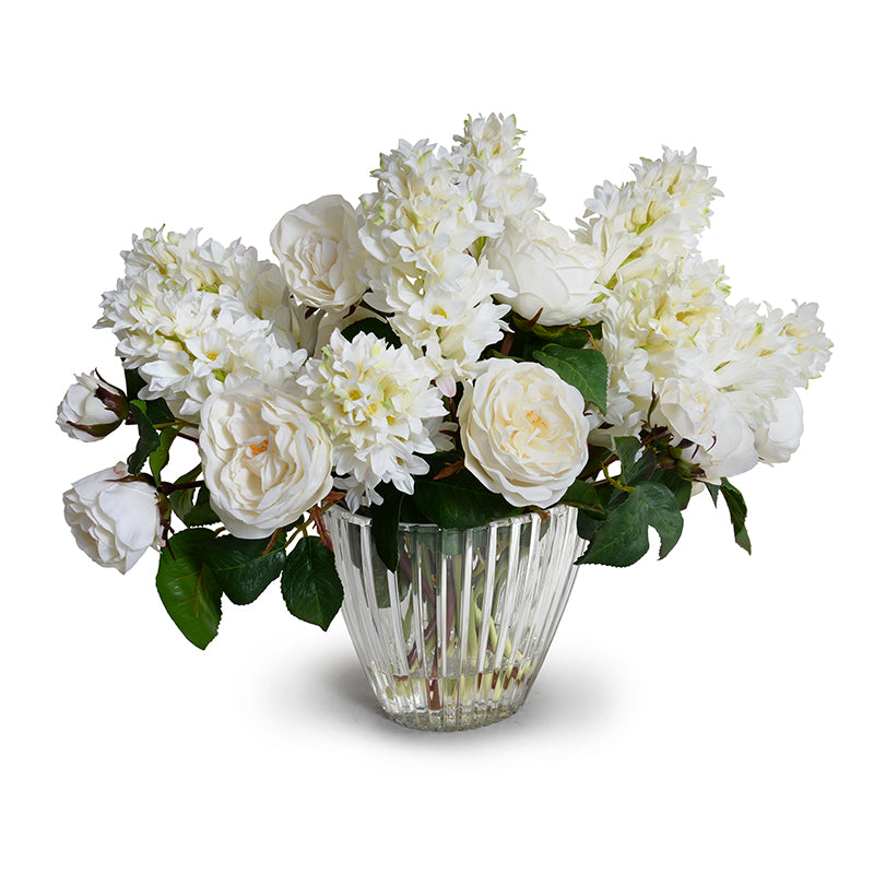 Roses, Hyacinth Arrangement in Oval Vase