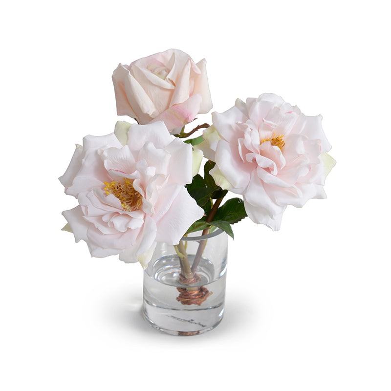 Rose Cutting in Glass - Light Pink 9"H