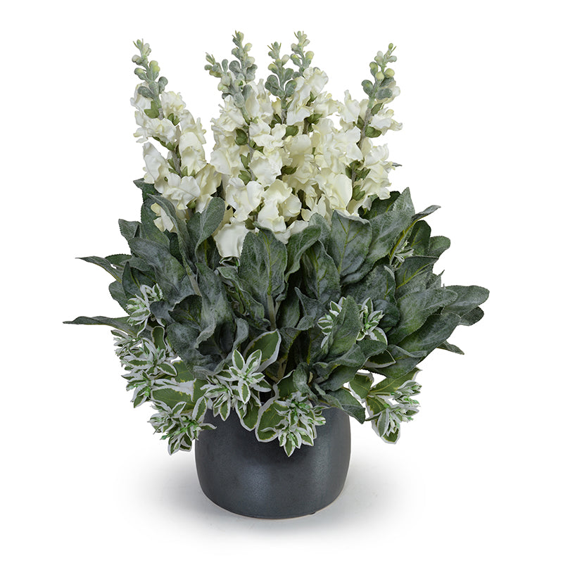 Snapdragons, Lamb's Ear, Euphorbia in Porcelain, 20"H