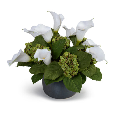 Calla Lily & Hydrangea Buds Arrangement 15"H