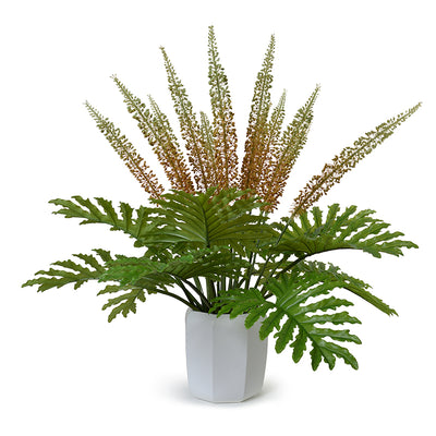 Eremurus & Philodendron in Octogonal Vase 44"H