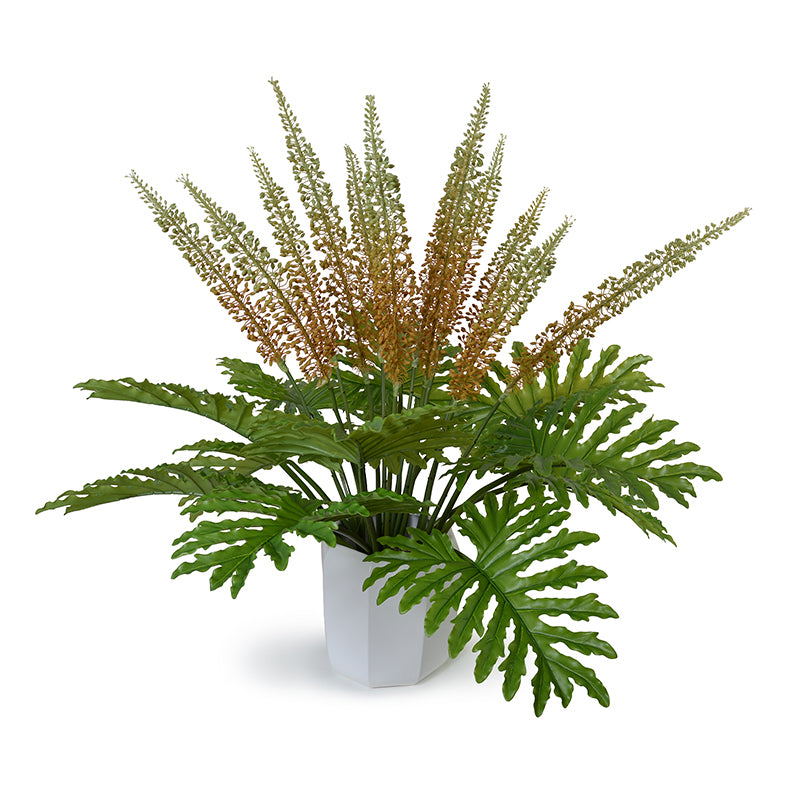 Eremurus & Philodendron in Octogonal Vase 44"H