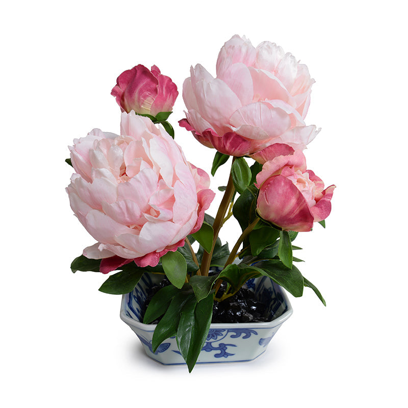 Peony Cutting in Blue & White 10"H