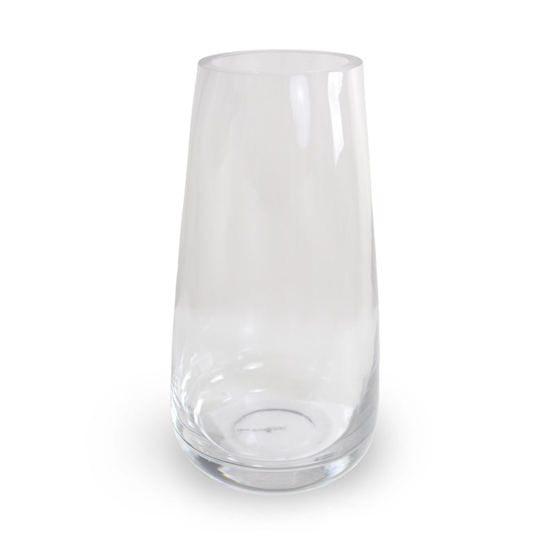 Glass Tapered Cylinder Vase, 12" H x 6.3" Dia
