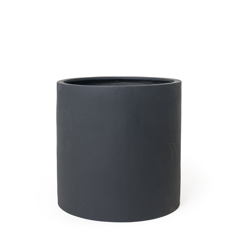 Fiberglass Cylinder Planter - Gray — 16