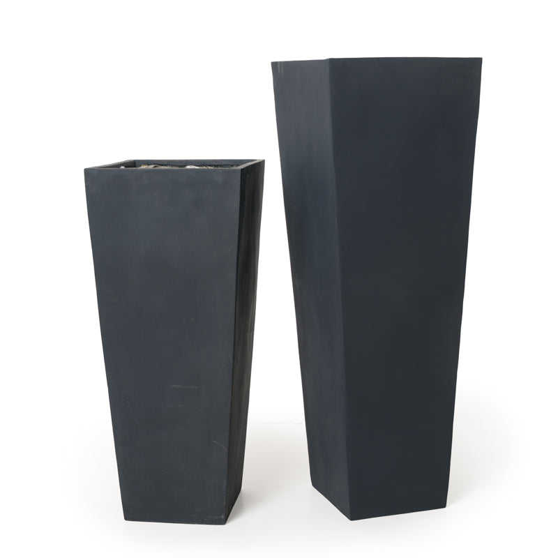 Fiberglass Tapered Column Planter - Gray — 16