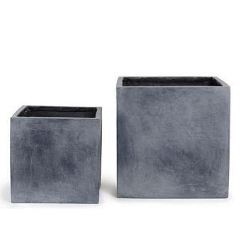 Fiberglass Cube Planter w/ Lead Finish