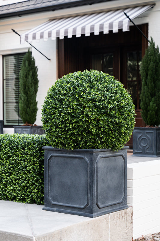 Fiberglass Bordered Cube Planter w/ Lead Finish