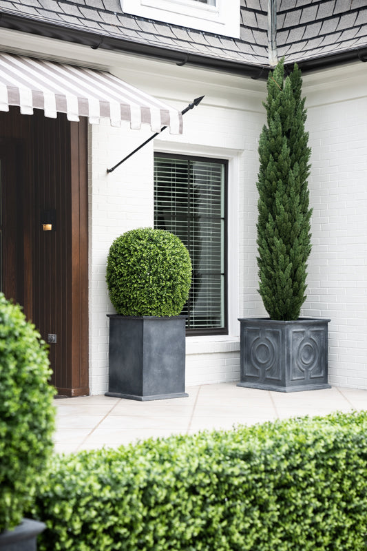 Fiberglass Column Planter w/ Lead Finish and Lip