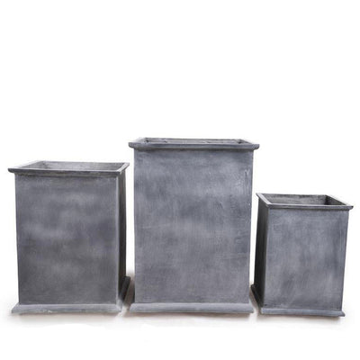 Fiberglass Column Planter w/ Lead Finish and Lip