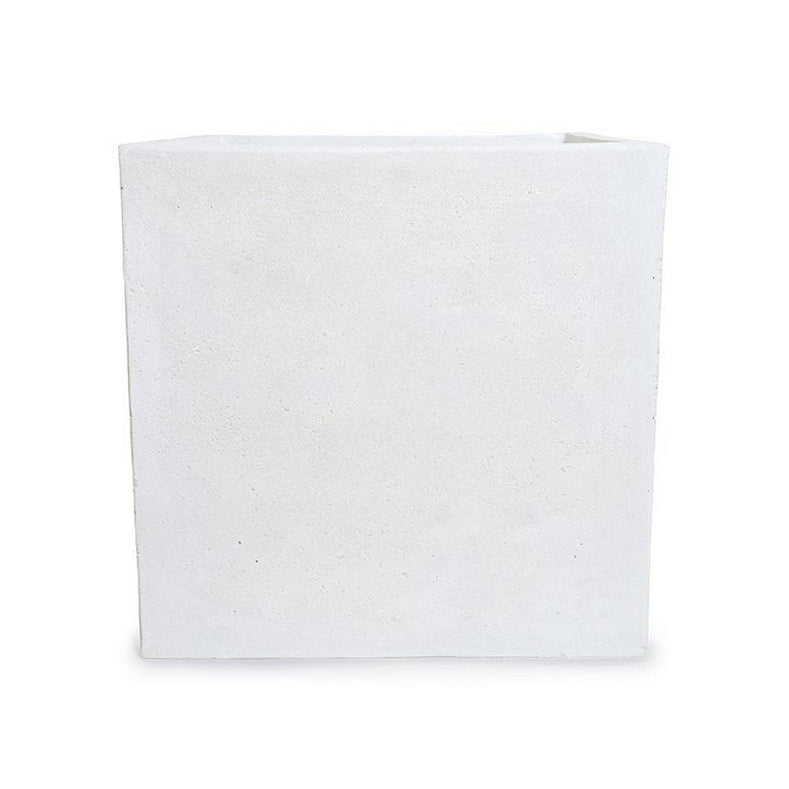 Fiberglass Cube Planter w/ White Stone Finish — 16