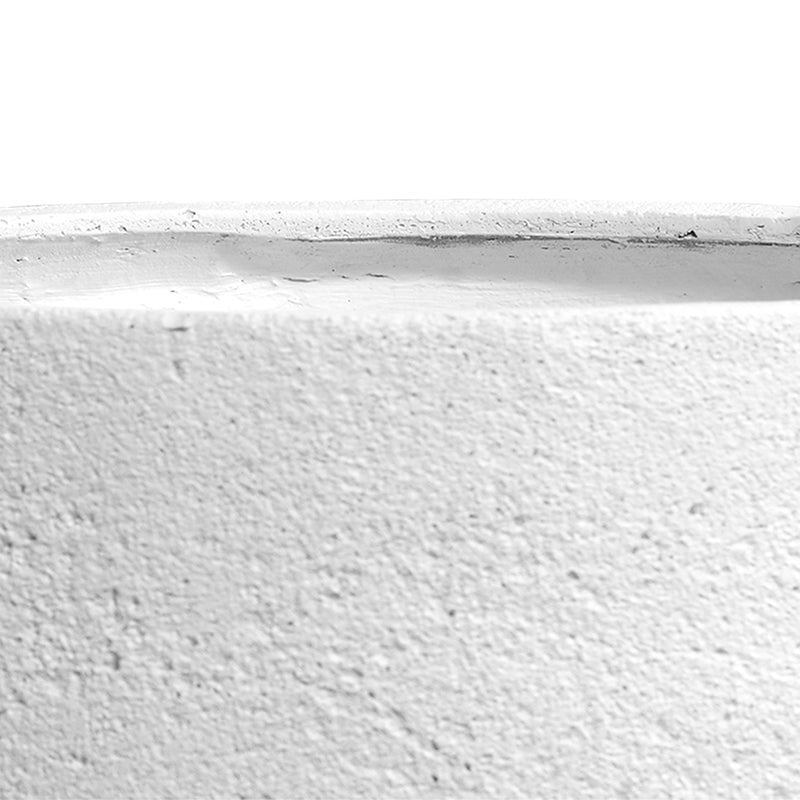 Fiberglass Cylinder Planter with White Stone Finish Finish - 16"W