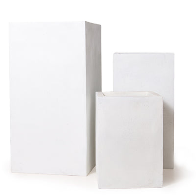Fiberglass Column Planters w/ White Stone Finish