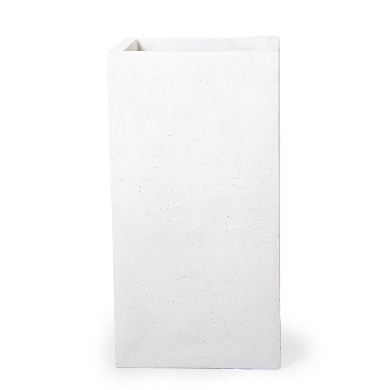Fiberglass Column Planters w/ White Stone Finish — 16