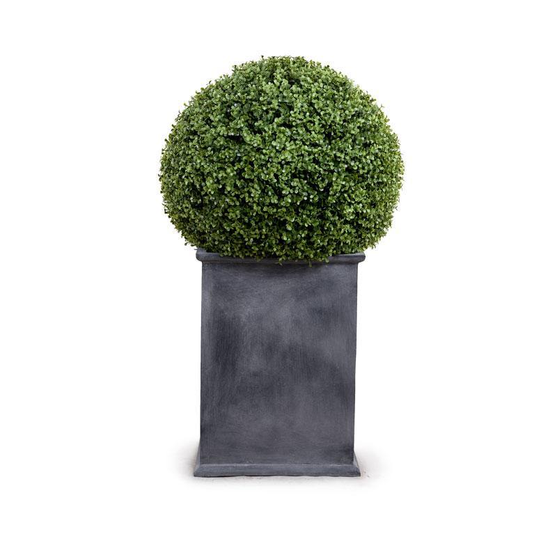 Wholesale Artificial Boxwood Ball Topiary in Column Planter Outdoor 22 Inches - Enduraleaf by New Growth Designs