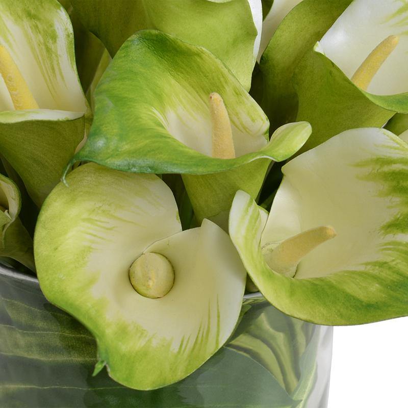 green and white calla lilies Calla Lily Stems in Leaf Lined Glass 13"H – New Growth Designs