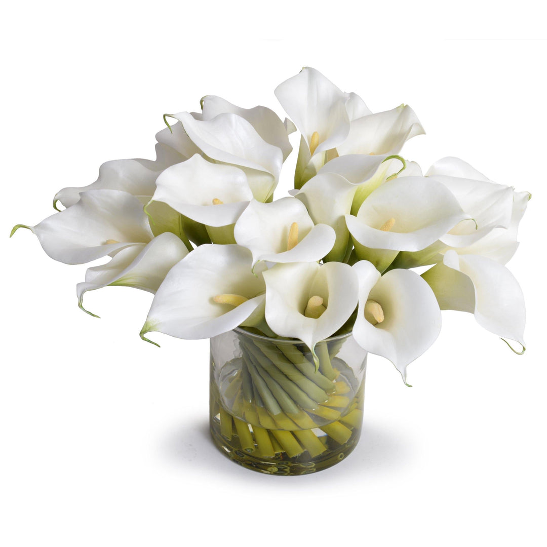 white calla lilies in glass column vase Calla Lily Stems in Glass 12"H – New Growth Designs