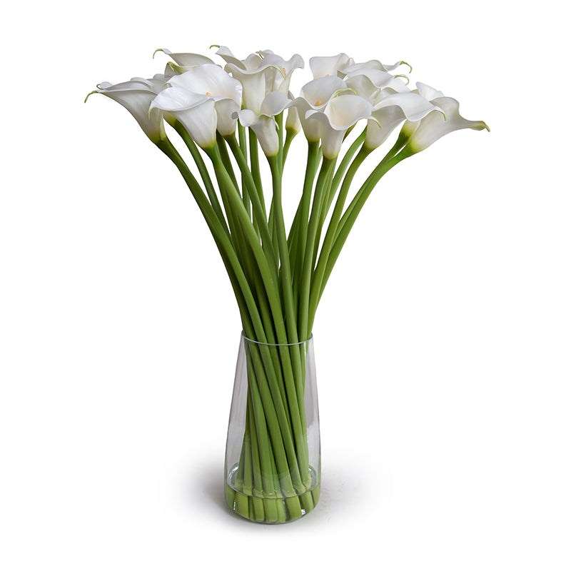 Calla Lily stems in glass, 29"H - White