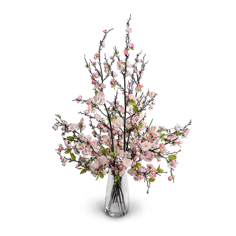 Cherry Branches Arrangement in Glass - Light pink