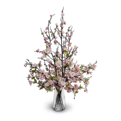 Cherry Branches Arrangement in Glass - Light pink