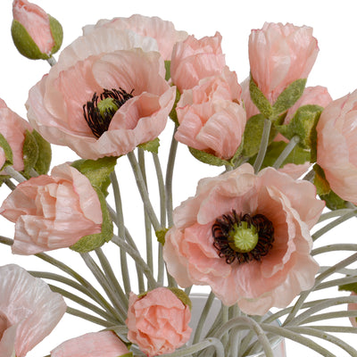 Poppy Bouquet in Glass Vase - Pink