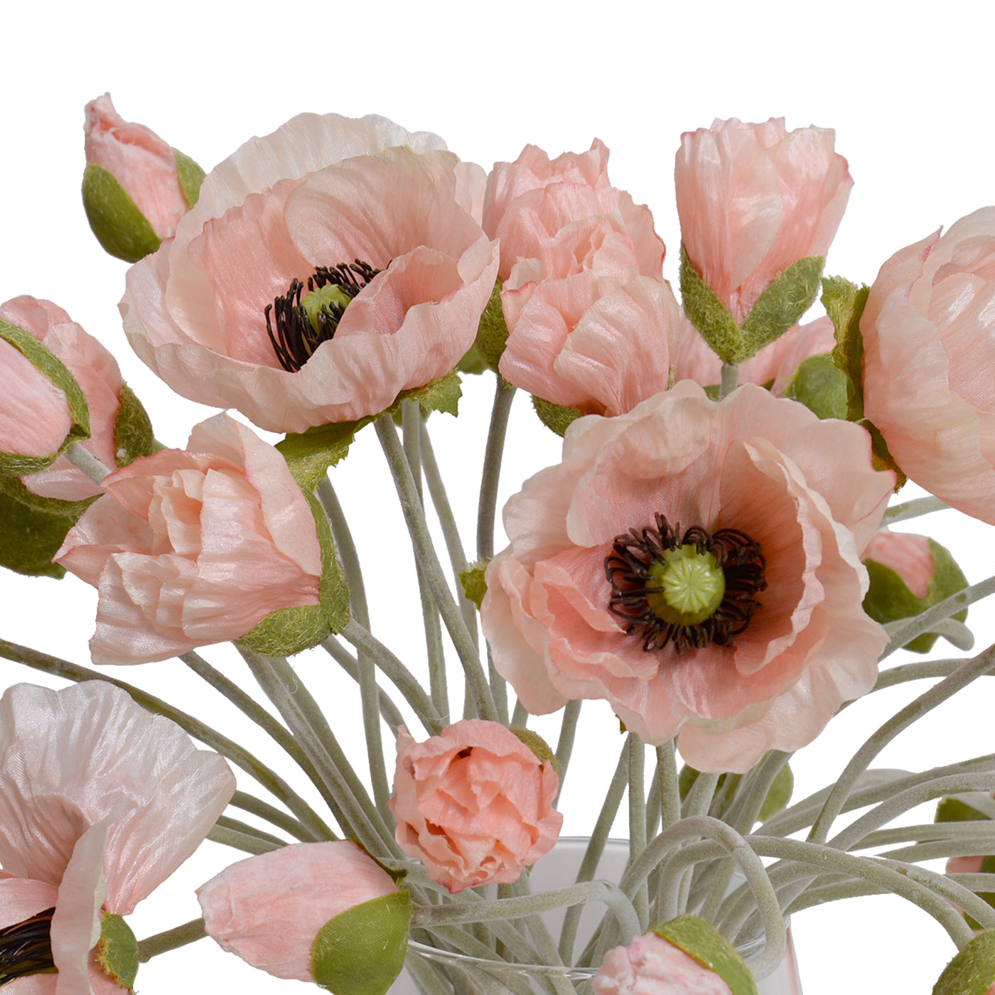 Poppy Bouquet in Glass Vase - Pink