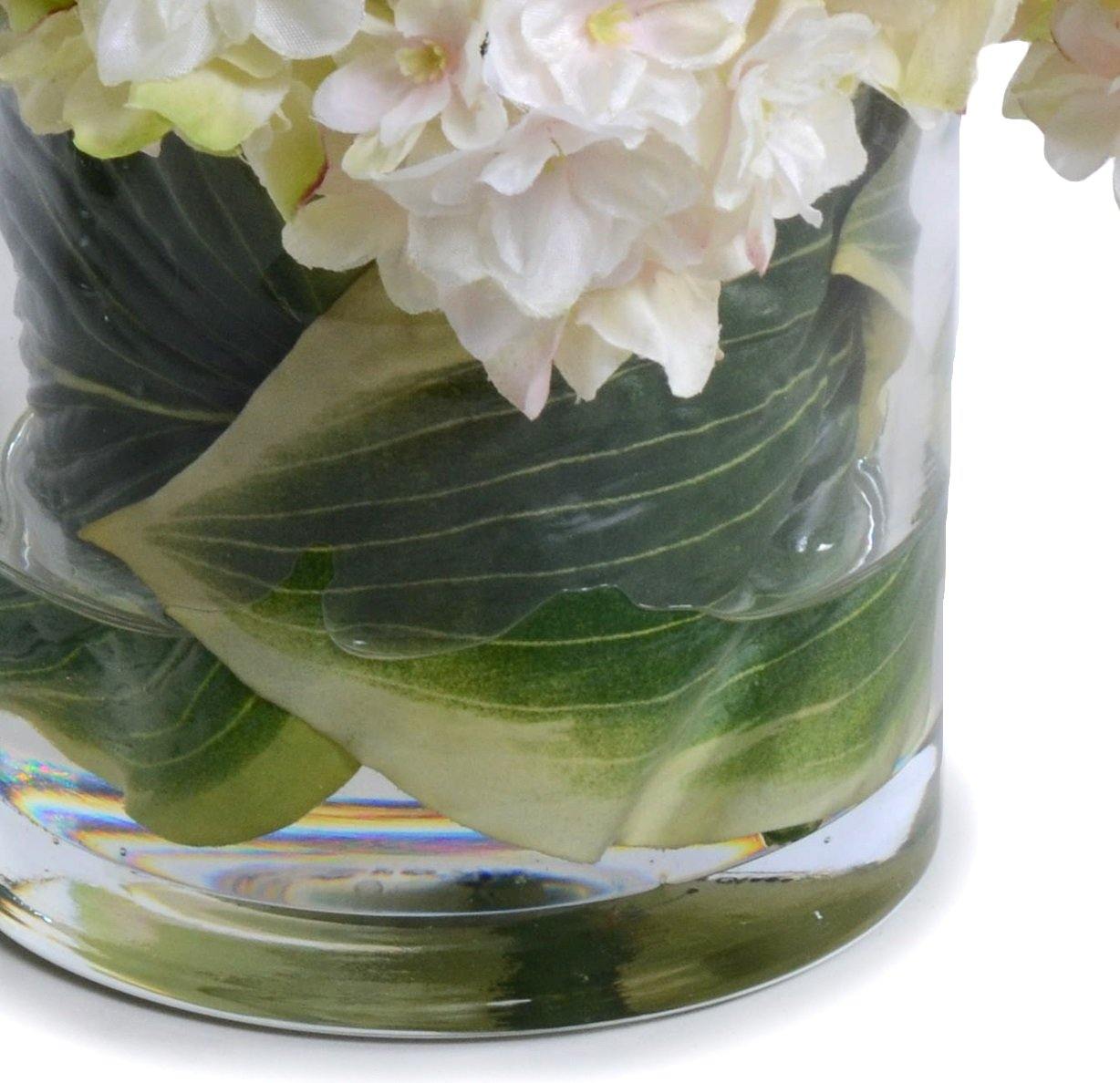 Hydrangea Bouquet in Glass Cylinder - Yellow-Green - New Growth Designs