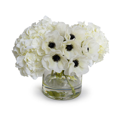 Anemone, Hydrangea Arrangement - White