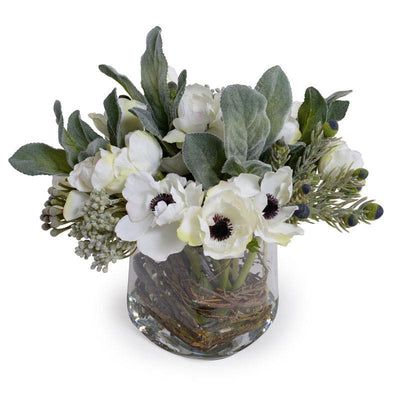 Mixed Flowers Arrangement - White-Gray - New Growth Designs