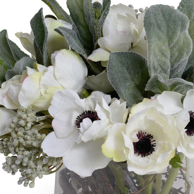 Mixed Flowers Arrangement - White-Gray - New Growth Designs