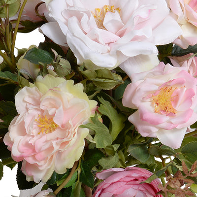 Mixed Ranunculus, Rose Arrangement in Glass -Pinks