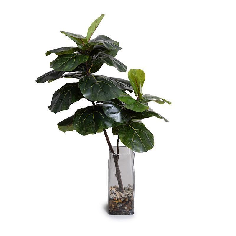 Wholesale Artificial Fiddle Leaf Fig Branch in Glass Column for Modern Indoor Decor - New Growth Designs