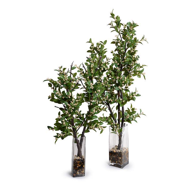 Holly Branch with Berries in Glass, 38"H - New Growth Designs