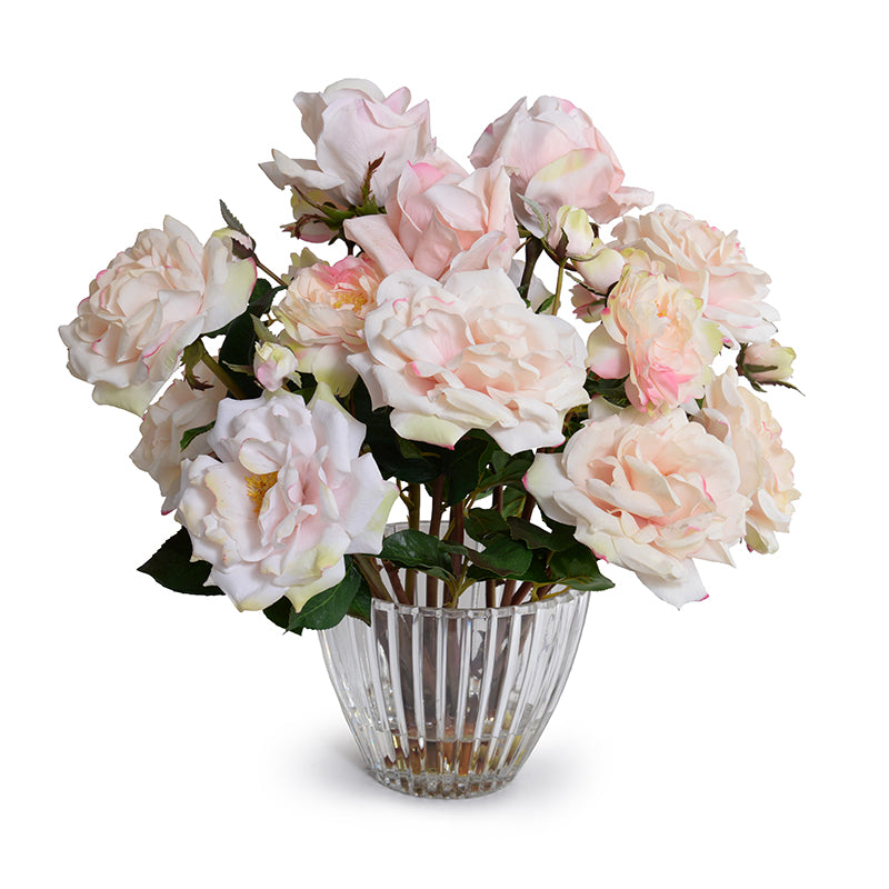 Rose Bouquet in Crystal Vase 18"H