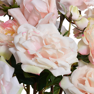 Rose Bouquet in Crystal Vase - Pink