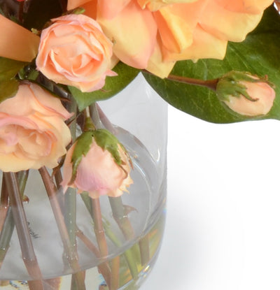 Rose Bouquet in Glass - Orange-Peach